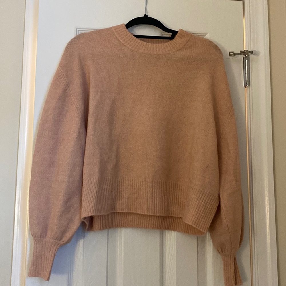 ASOS Blush Pink Bubble Sleeve Crew Neck Sweater